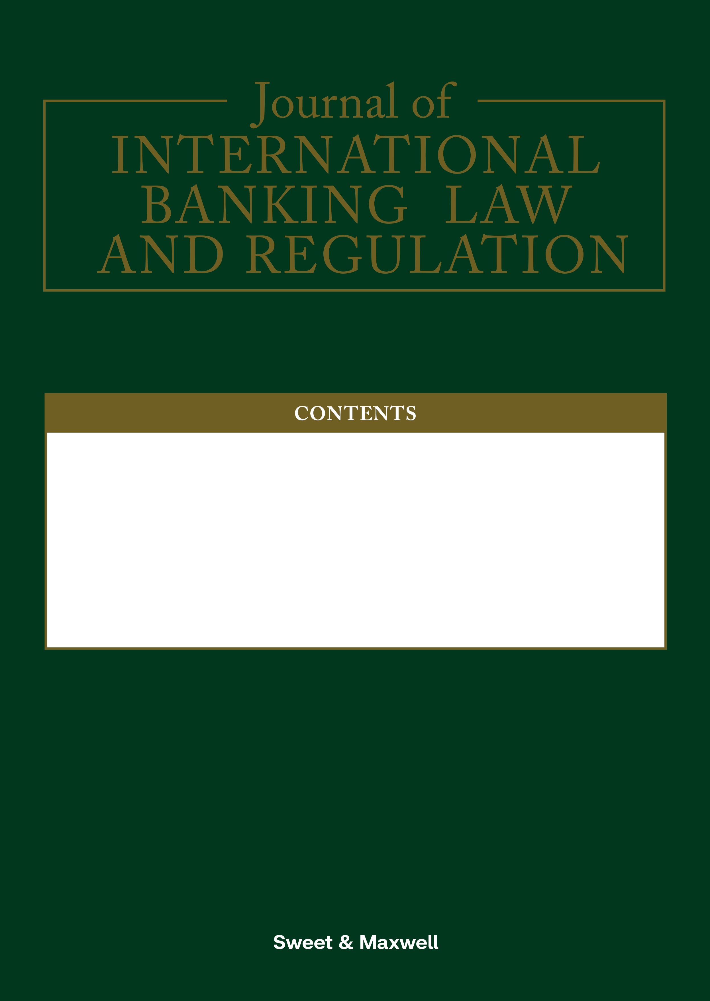 Cover of Journal of International Banking Law and Regulation