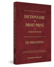Couverture Dictionnaire de droit prive et lexiques bilingues - Obligations
