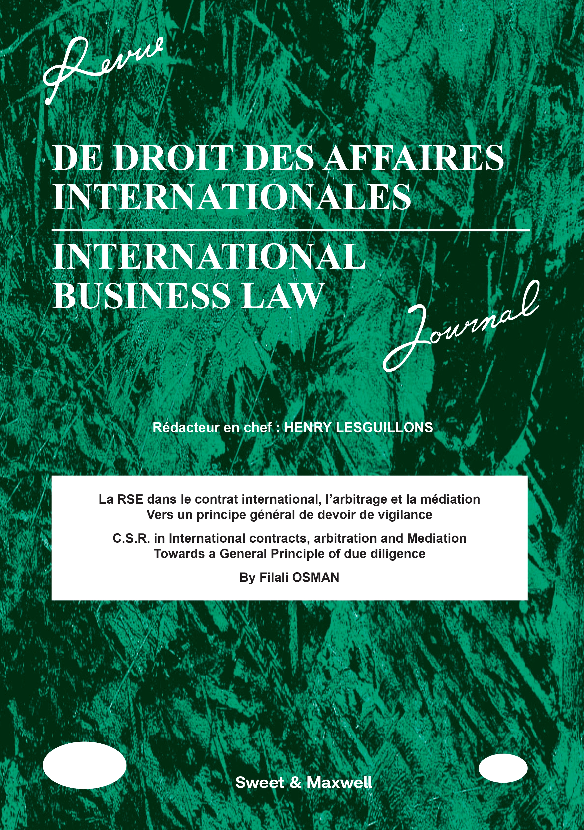 Cover of International Business Law Journal