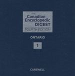 Cover of The Canadian Encyclopedic Digest Ontario Fourth Edition, Binder/looseleaf