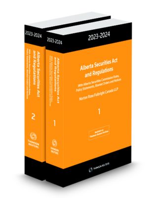 Cover of Alberta Securities Act and Regulations 2023-2024 + CD (Print + ProView)