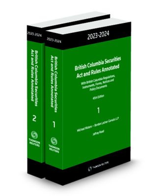 Cover of British Columbia Securities Act and Rules, Annotated, With British Columbia Regulations, Instruments, Forms, Notices and Policy Documents 202