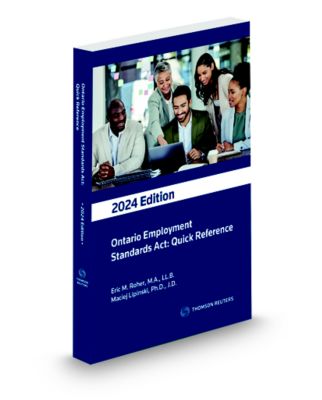 Front cover image of the Ontario Employment Standards Act: Quick Reference - 2024 Edition.