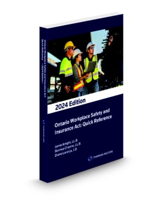 Front cover image of the Ontario Workplace Safety and Insurance Act: Quick Reference, 2024 Edition.