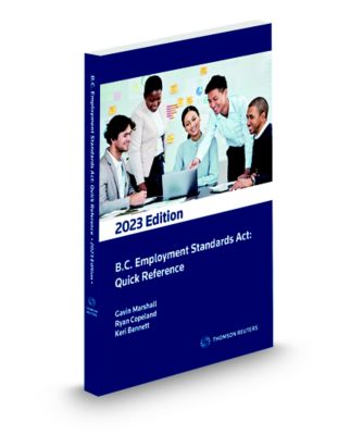 Cover of B.C. Employment Standards Act: Quick Reference - 2023 Edition