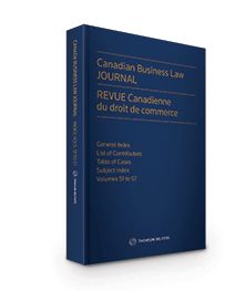Cover of Canadian Business Law Journal - Parts only
