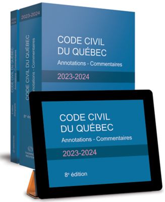 couverture de Code civil du Québec, Annotations - Commentaires, 8e édition, 2023-2024