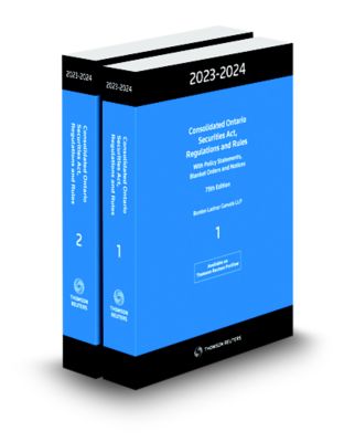 Cover of Consolidated Ontario Securities Act, Regulations and Rules - With Policy Statements, Blanket Orders and Notices 2023-2024, 75th Edition