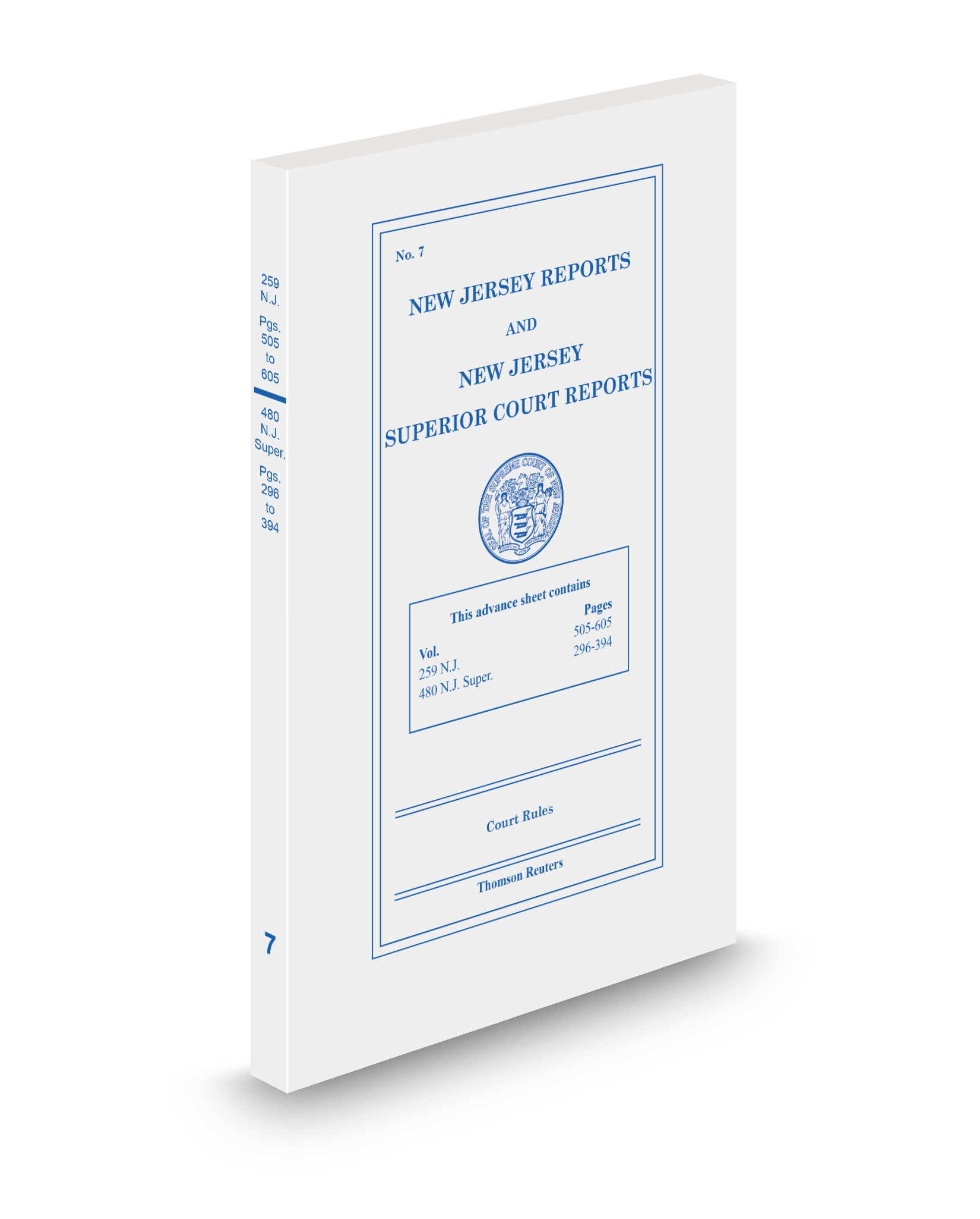 Cover of NJ REPORTS AND SUPERIOR COURT REPORTS ADV SHEET FULL SET