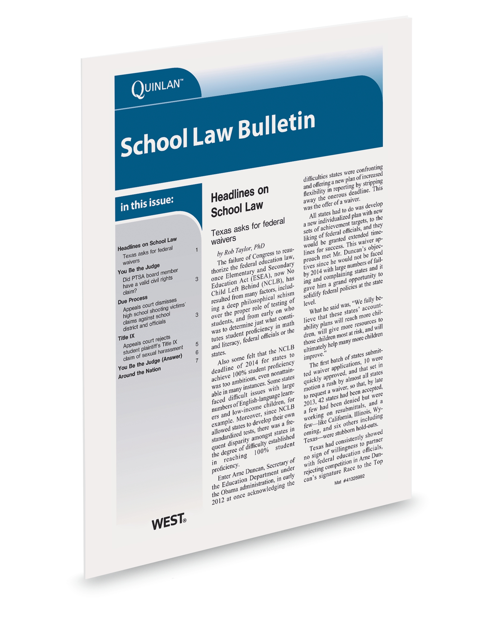 Cover of QUINLAN SCHOOL LAW BULLETIN SUB