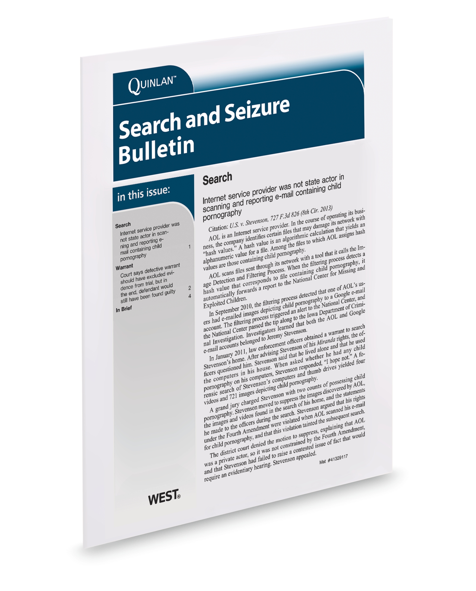 Cover of QUINLAN SEARCH AND SEIZURE BULLETIN SUB