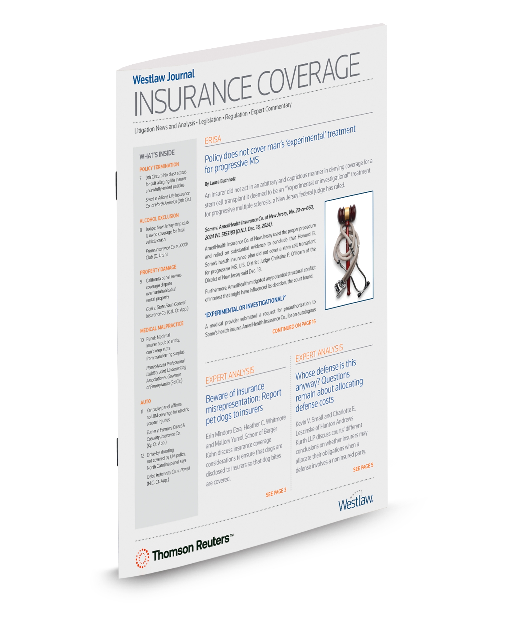 Cover of INSURANCE COVERAGE WESTLAW JOURNAL PDF'S SUB