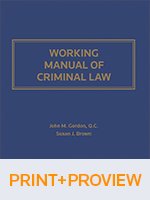 Cover of Working Manual of Criminal Law, Binder/looseleaf and eLooseleaf
