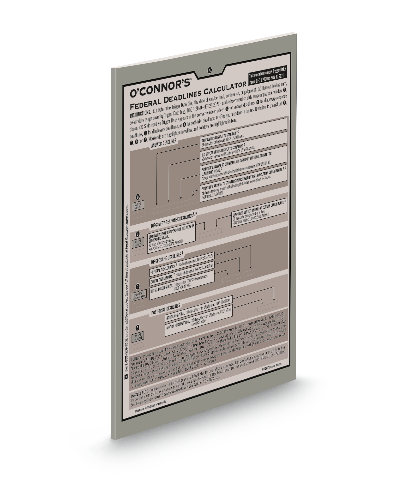 Cover of OCONNORS FEDERAL DEADLINES CALCULATOR SUB