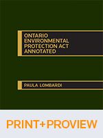 Cover of Ontario Environmental Protection Act Annotated, Binder/looseleaf and eLooseleaf