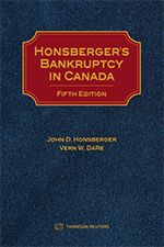 Cover of Honsberger's Bankruptcy in Canada, Fifth Edition, Hardbound book