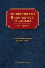 Cover of Honsberger's Bankruptcy in Canada, Fifth Edition, Hardbound book