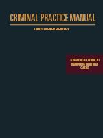 Cover of Criminal Practice Manual: A Practical Guide to Handling Criminal Cases, Binder/looseleaf and eLooseleaf