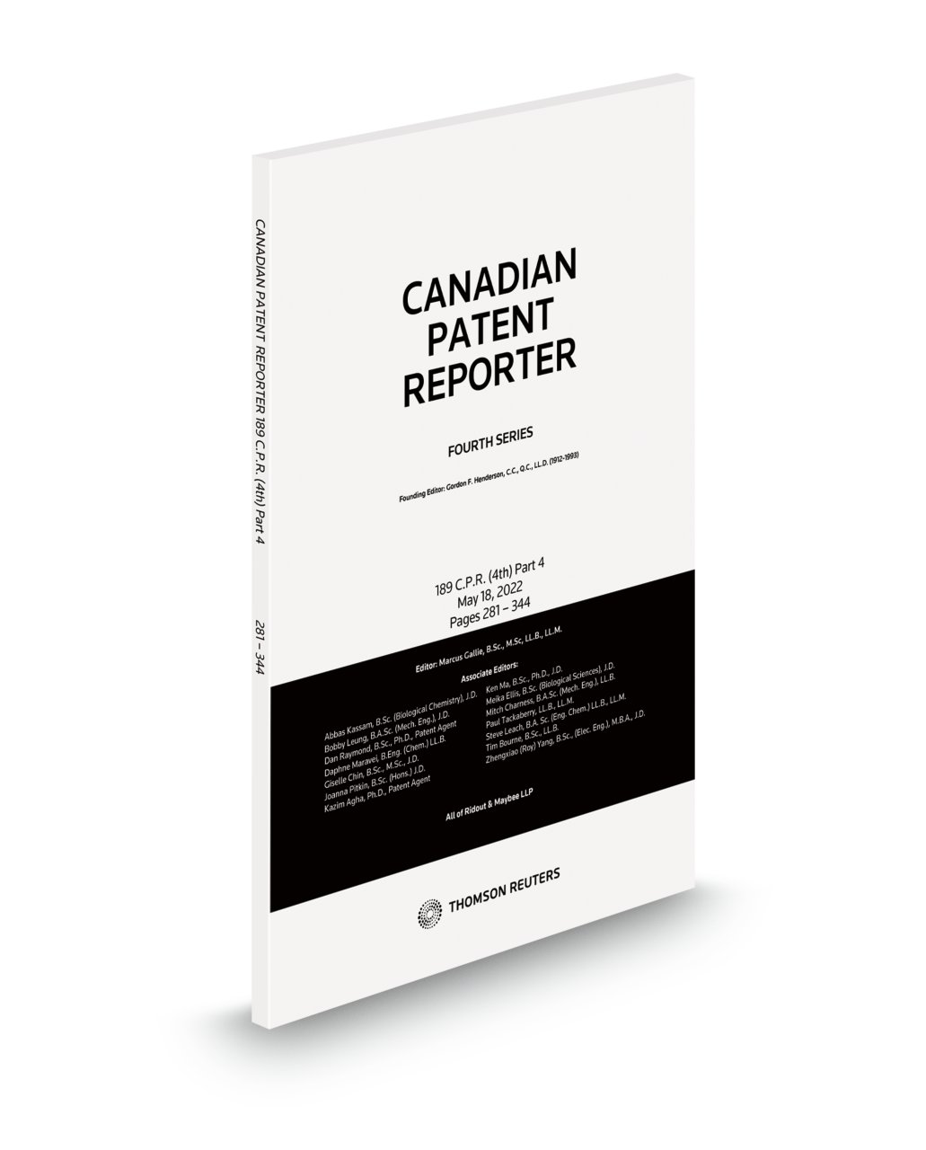 Cover of Canadian Patent Reporter, 4th Series