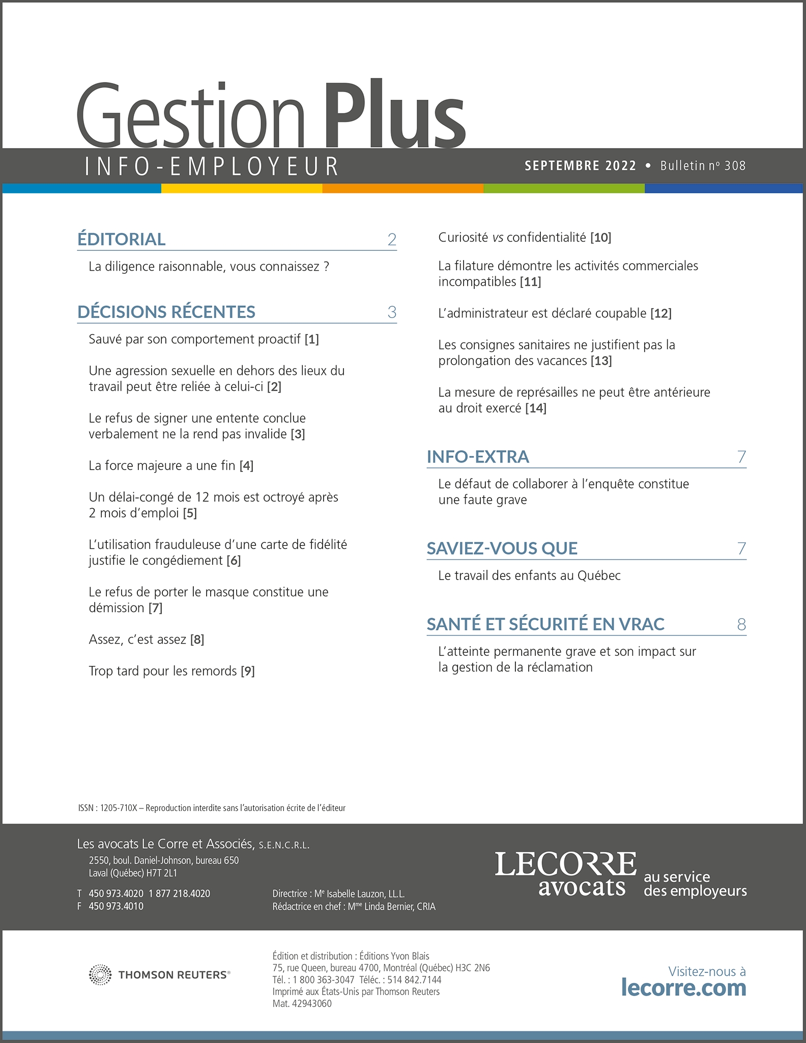 couverture de Bulletin Gestion Plus – Info-employeur