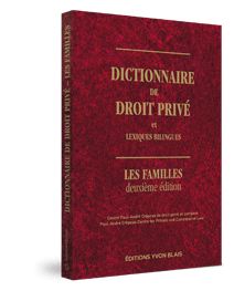 Couverture Dictionnaire de droit prive et lexiques bilingues - Les familles, 2e edition