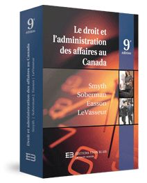 Couverture Le droit et l'administration des affaires au Canada, 9e edition