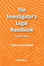 Cover of The Investigator's Legal Handbook, Second Edition, Softbound book