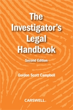 Cover of The Investigator's Legal Handbook, Second Edition, Softbound book