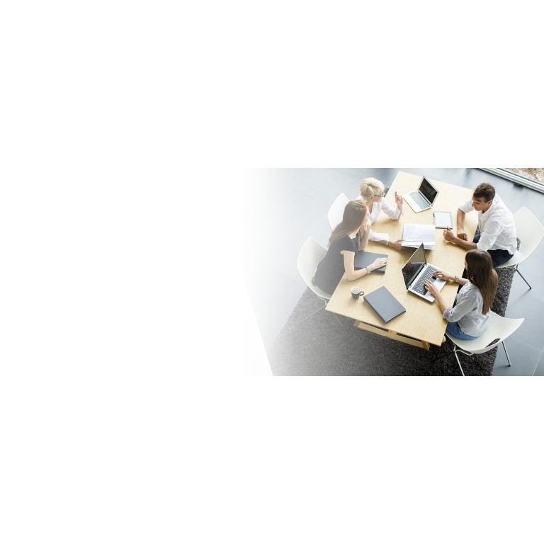 2880x1100 flipped horizontal left white gradient of aerial shot of a team working in the office