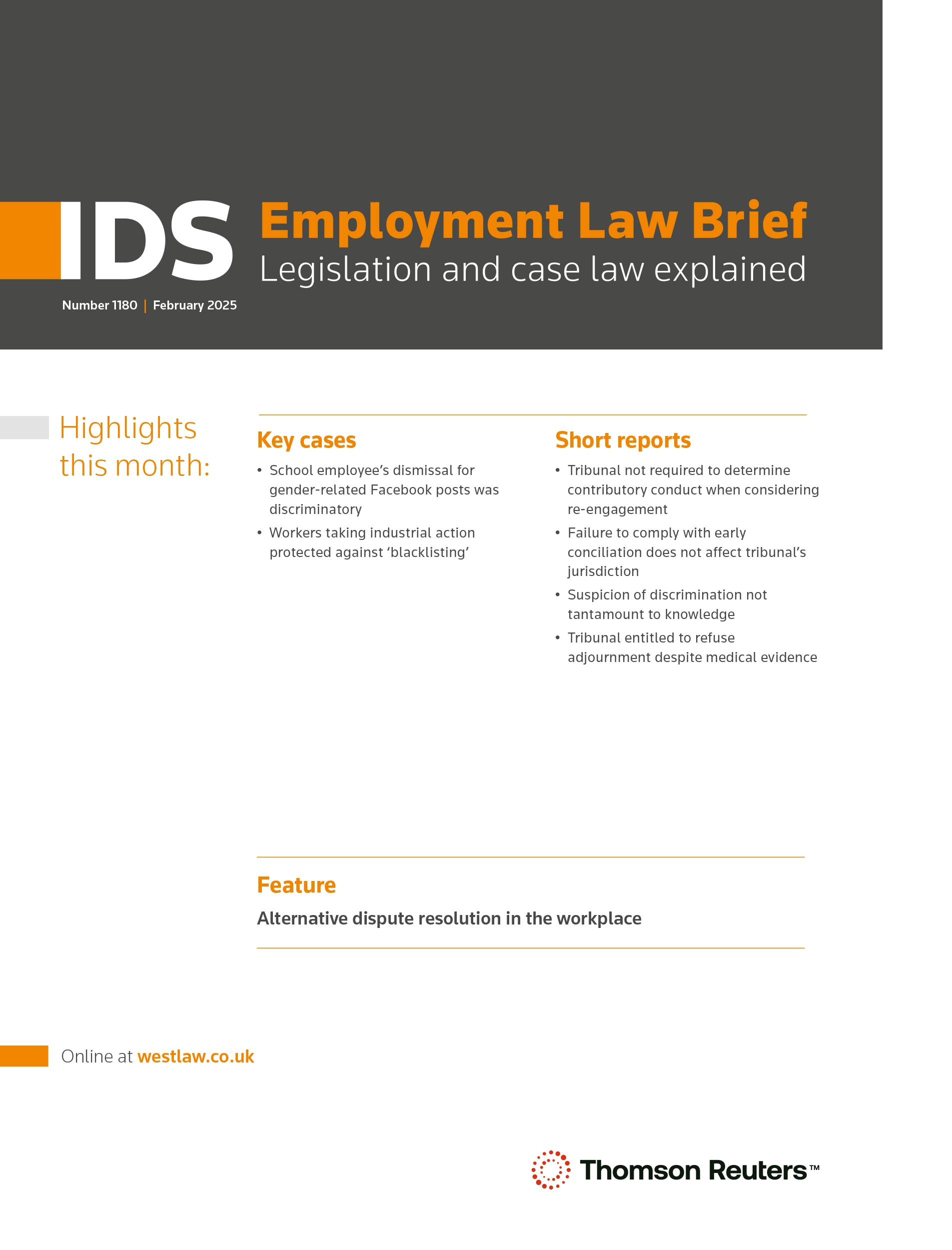 Cover of IDS Employment Law Brief