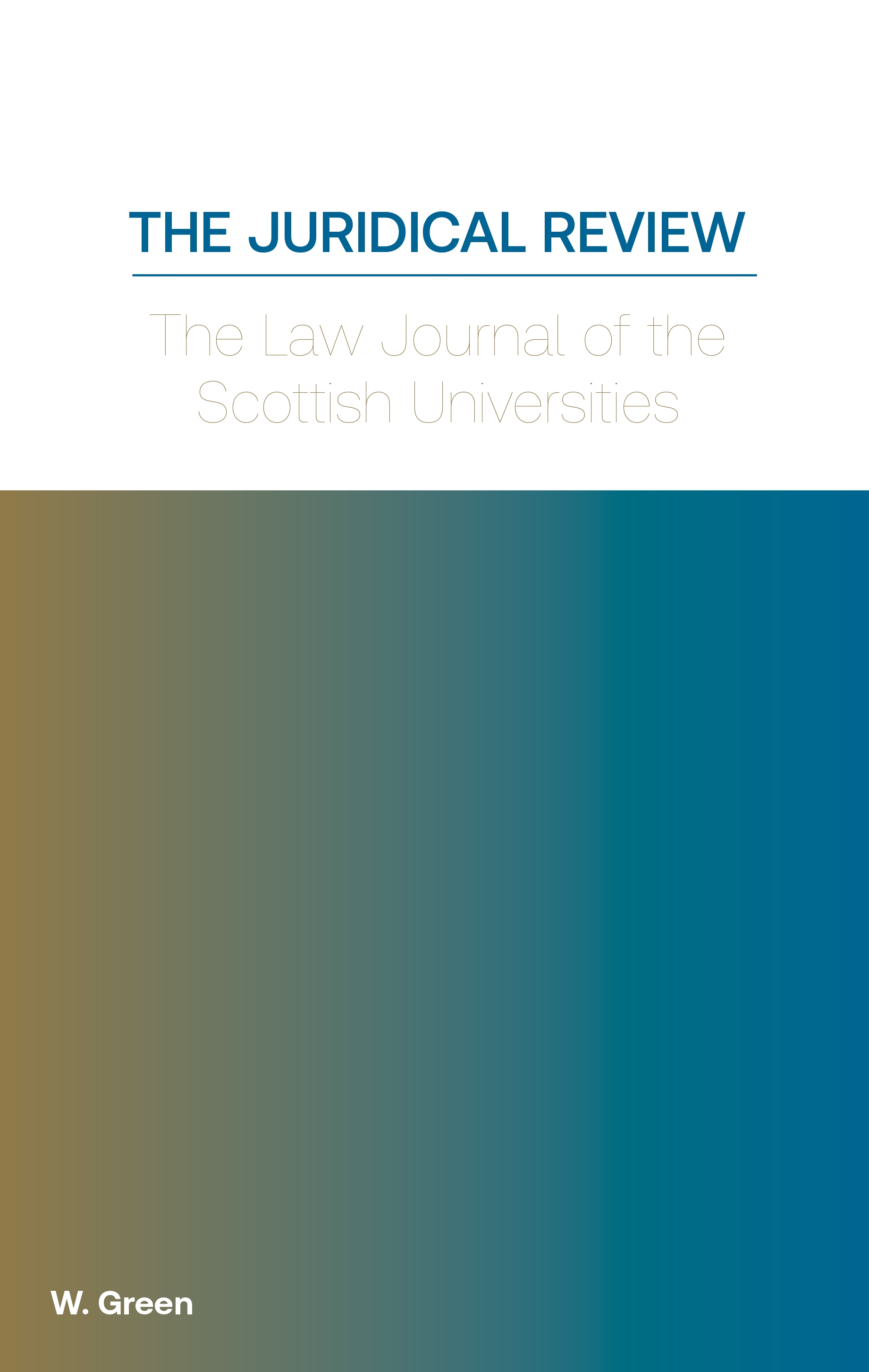 Cover of Juridical Review: The Law Journal of the Scottish Universities