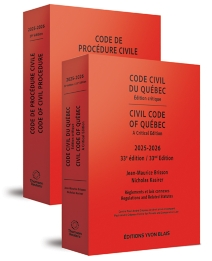 Code civil du Québec, édition critique 2025-2026 ET Code de procédure civile 2025-2026 - Ensemble de 2 volumes