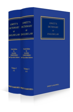 Cover of Jowitt's Dictionary of English Law, 6th Edition