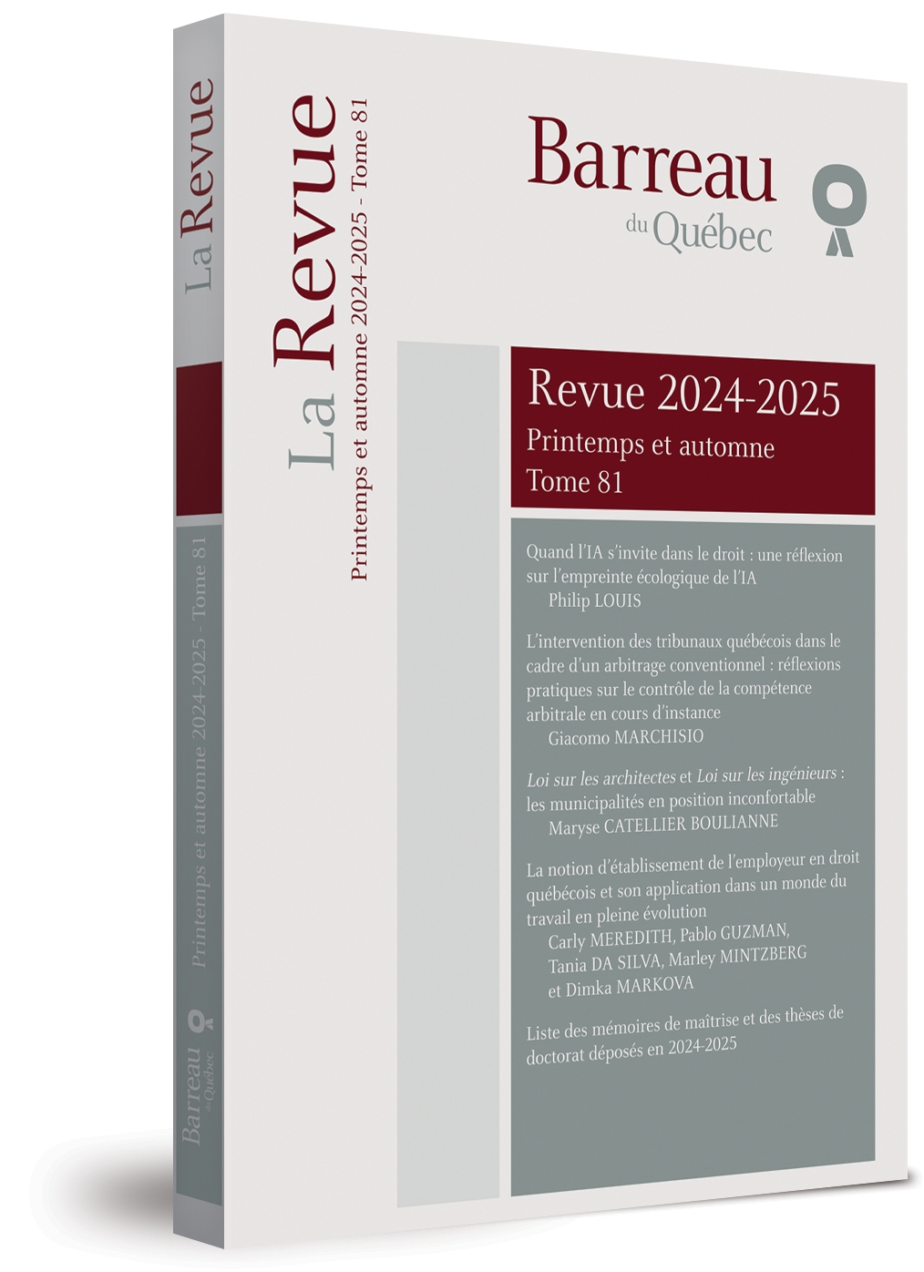 couverture de La Revue du Barreau du Québec