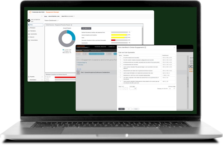 Laptop and screenshot of Cloud Audit Suite features in use