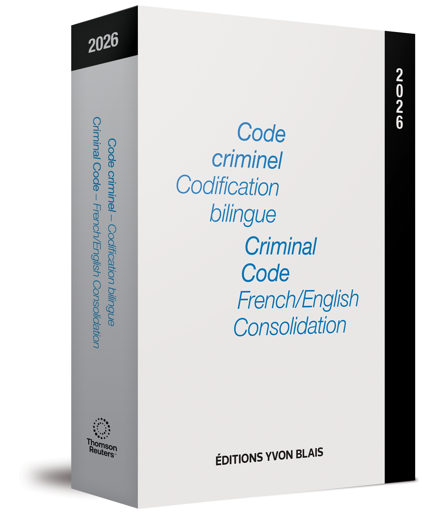 couverture de Code criminel codification bilingue, 2026 - Criminal Code French/English Consolidation, 2026