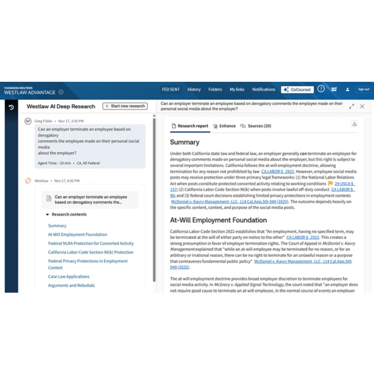 Westlaw Advantage product screenshot