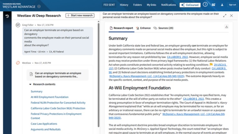 Westlaw Advantage product screenshot