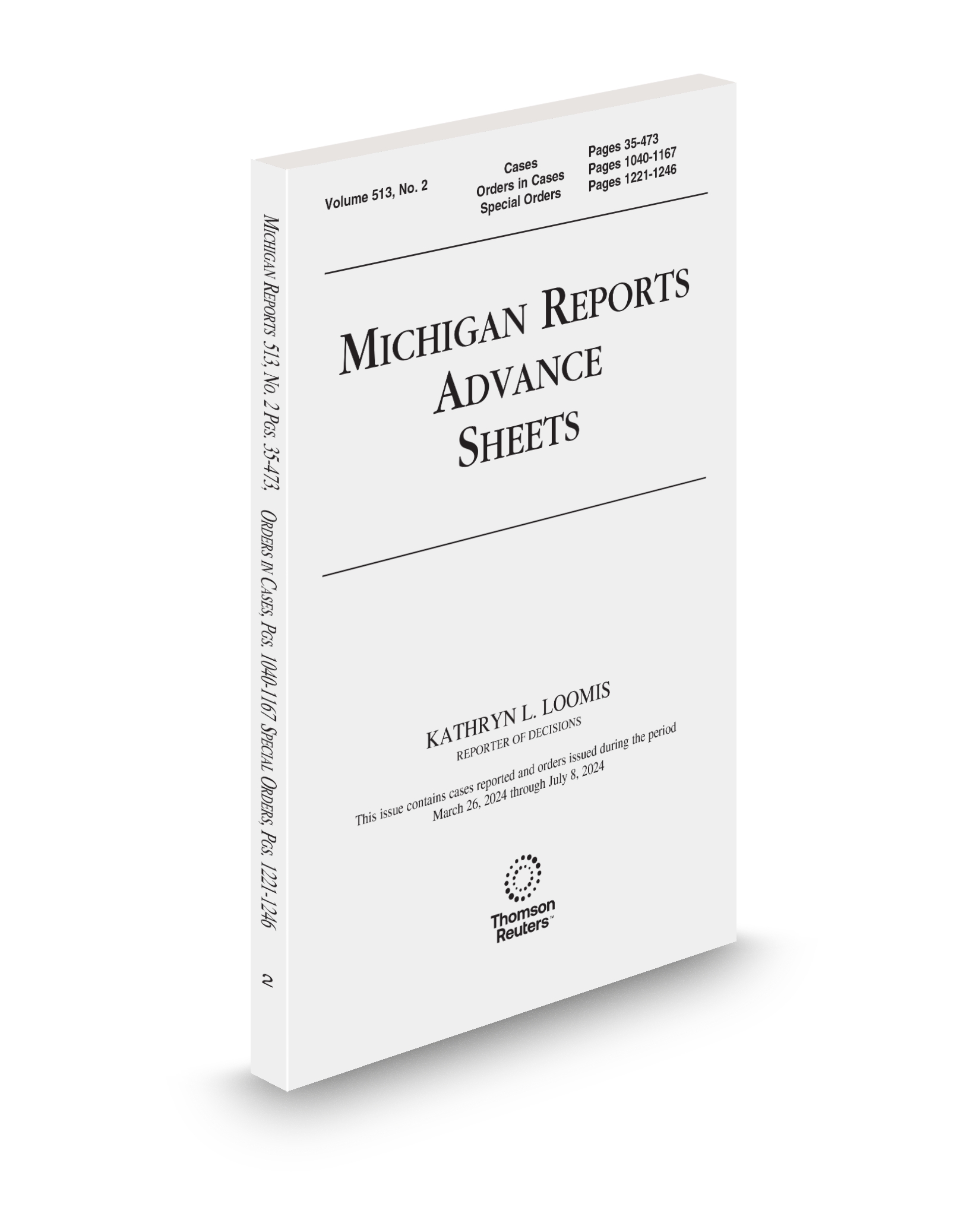 Cover of MI OFFICIAL REPORTS ADV SHEET CHARGEABLE SUB