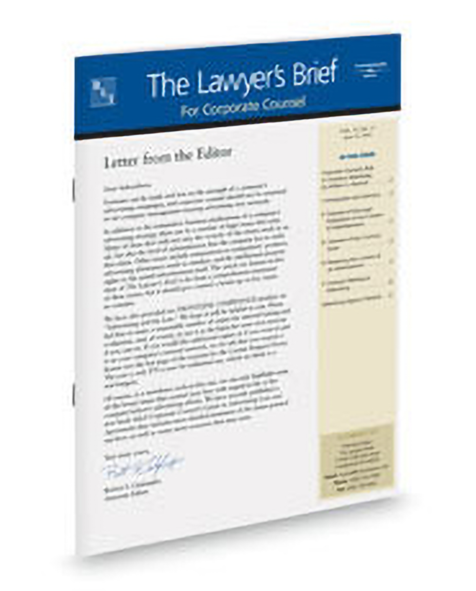 Cover of Business Laws Inc The Lawyers Brief Newsletter