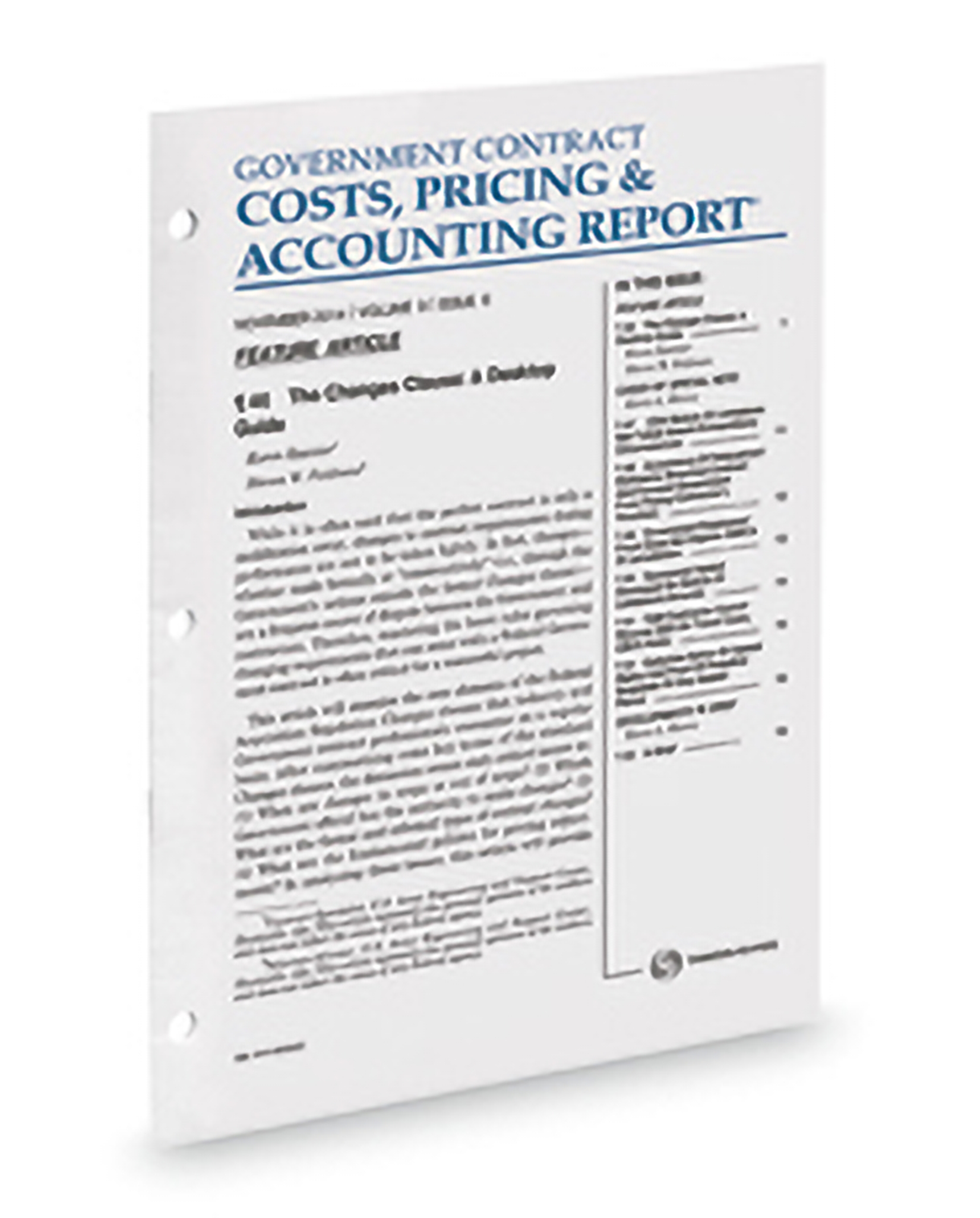 Cover of Government Contract Costs Pricing and Accounting Report