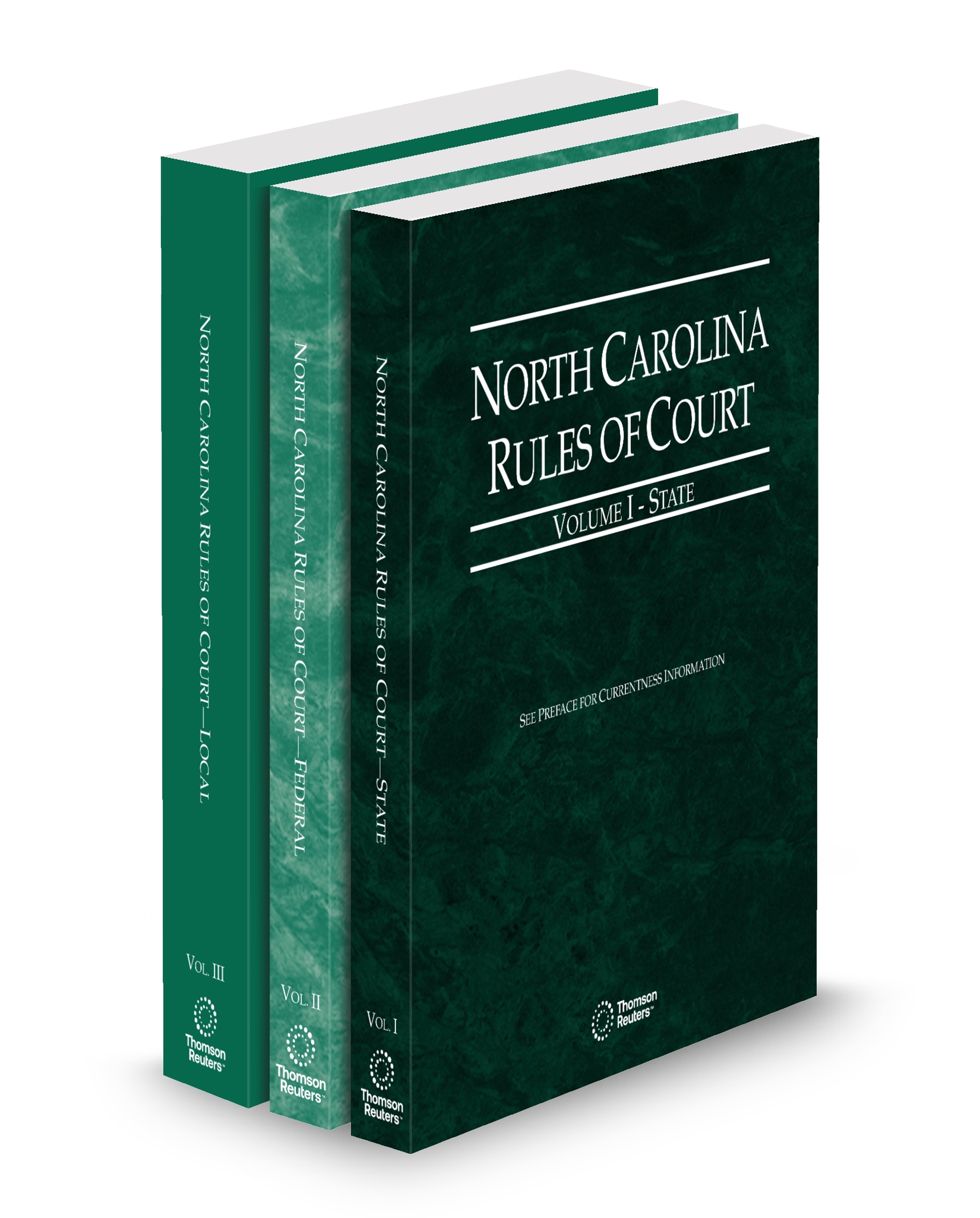 Cover of NC COURT RULES STATE, FEDERAL AND LOCAL V.I, II, AND III FULL SET
