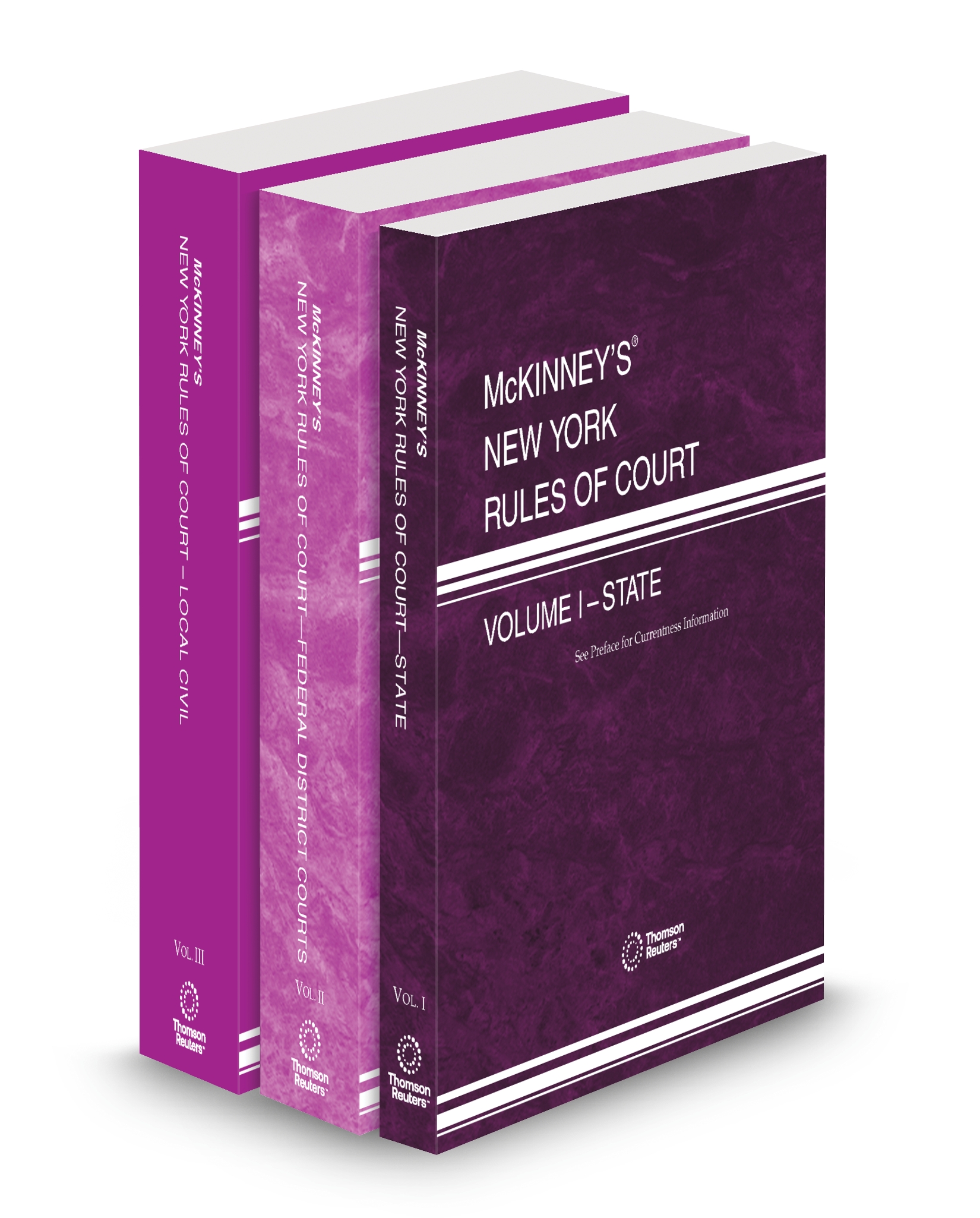 Cover of MCKINNEY'S NY RULES OF CT STATE, FEDERAL DISTRICT, LOCAL, V.I TO V.II AND V.III FULL SET