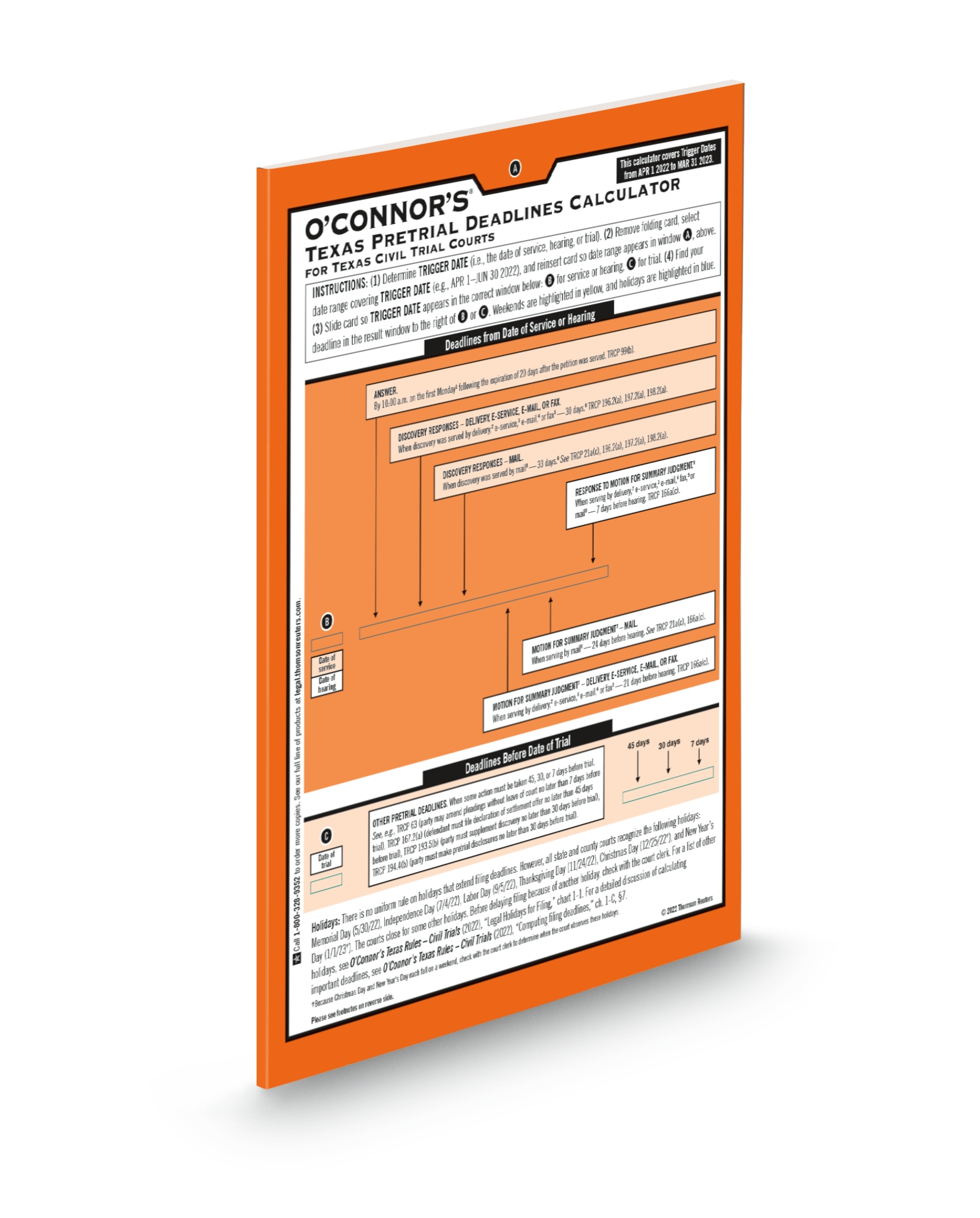 Cover of OCONNORS TX PRETRIAL DEADLINES CALCULATOR SUB