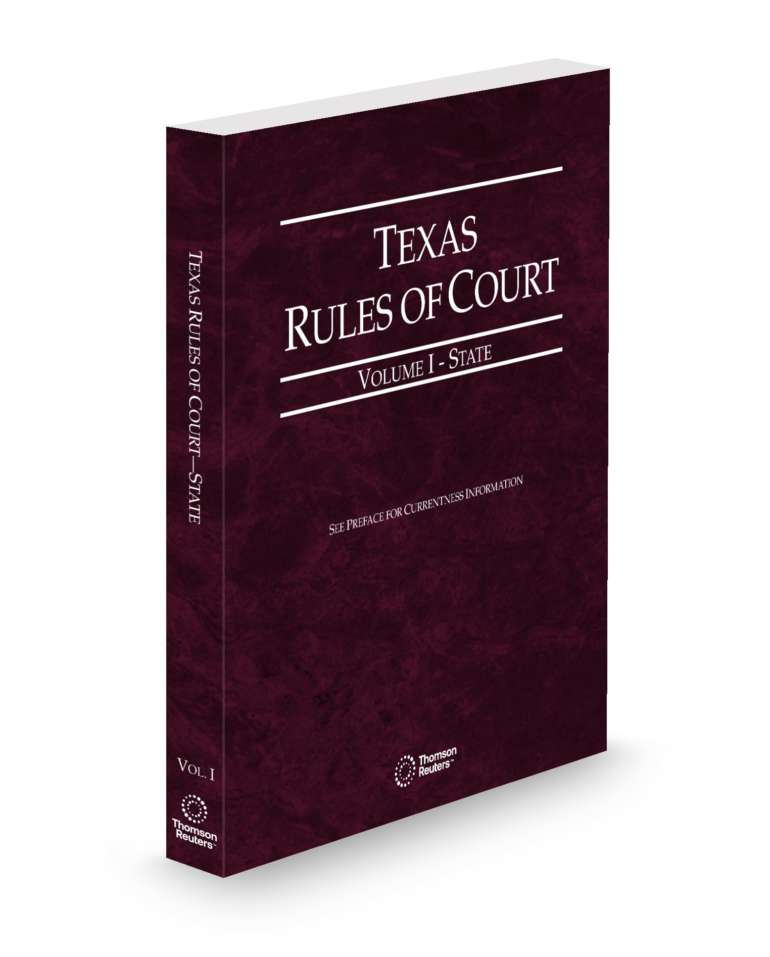 Cover of Texas Rules of Court, State, Volume I, Texas Court Rules, Set