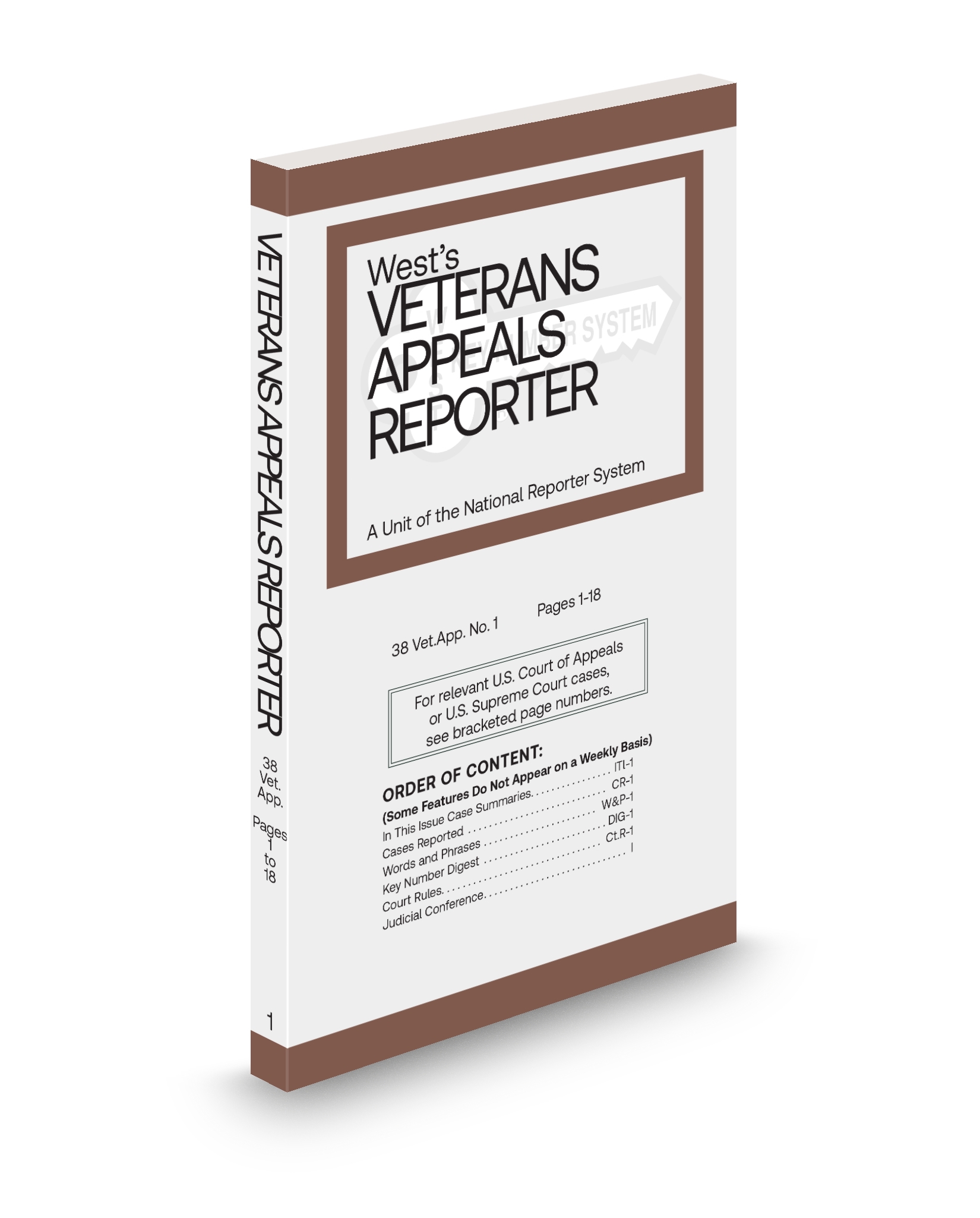 Cover of VETERANS APPEALS REPORTER ADV SHEET FULL SET