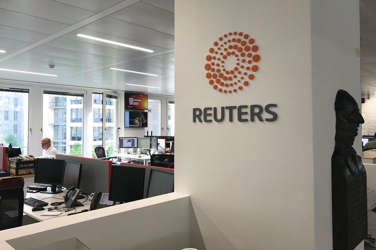 Thomson Reuters Berlin office interior and logo