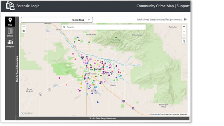 Crime mapping on CLEAR Coplink x