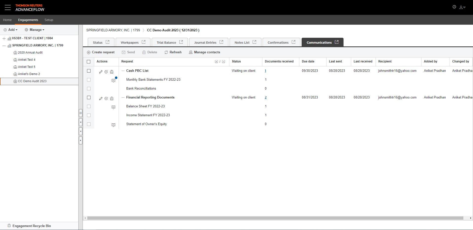 Communications Status Page