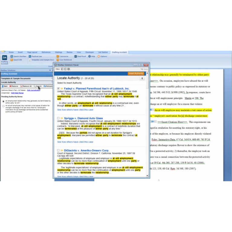 Drafting Assistant screenshot of Microsoft Word Plugin